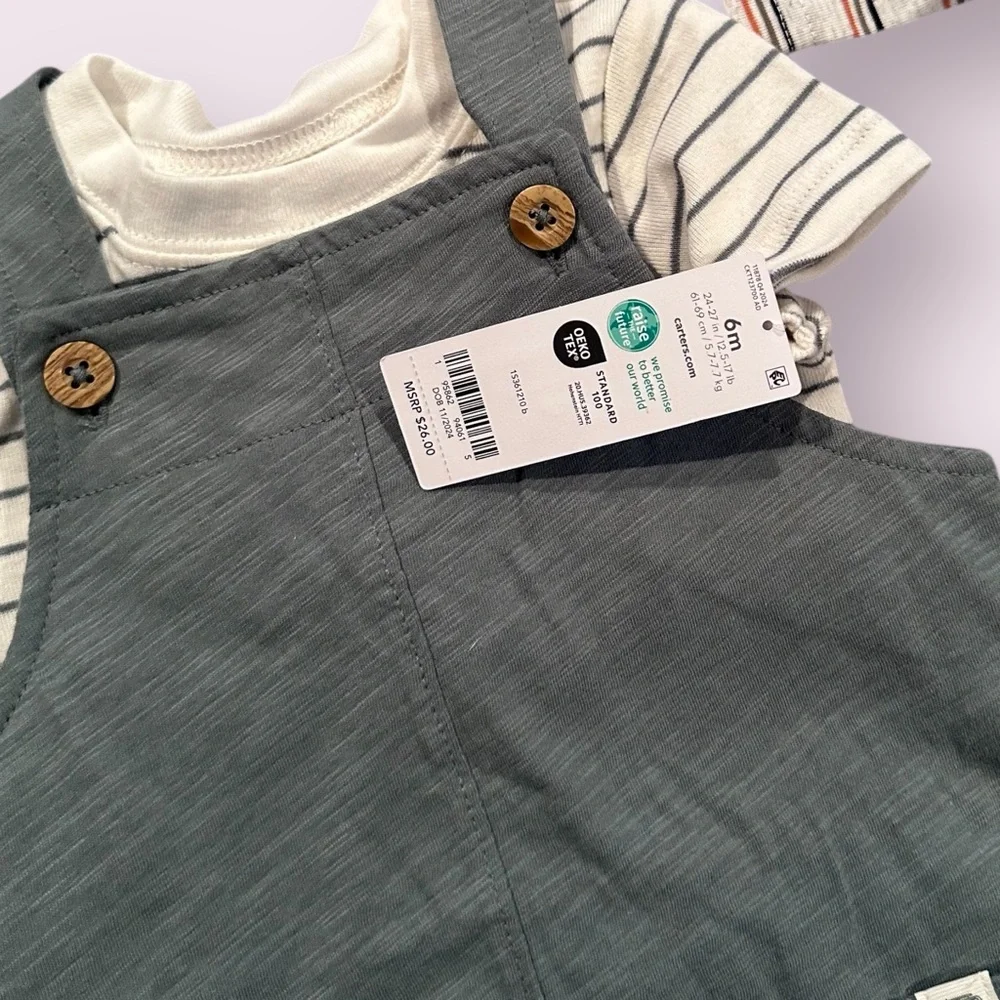 Carter's Baby NWT Overall Outfit Set Stripes Size 3 Mon and 6 Mon